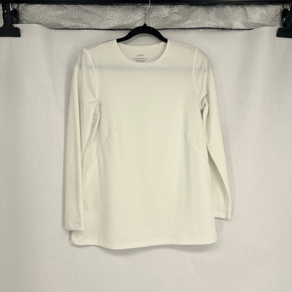 JJill Fit Rhodes crew neck tee White Long sleeve Small Petite